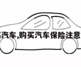 购买汽车,购买汽车保险注意事项