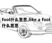 fool什么意思,like a fool什么意思